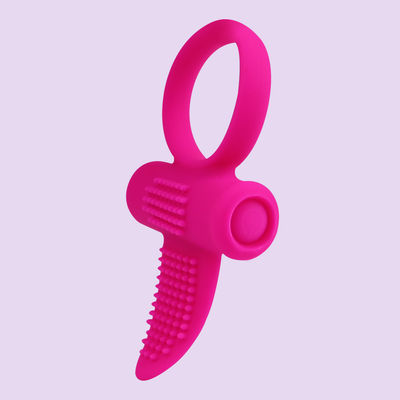 Pink CE Vibrating Tongue Ring Clitoris Dildo Ring Vibrator 85.8mm X 46.3mm X 8.2mm