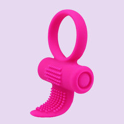 Pink CE Vibrating Tongue Ring Clitoris Dildo Ring Vibrator 85.8mm X 46.3mm X 8.2mm