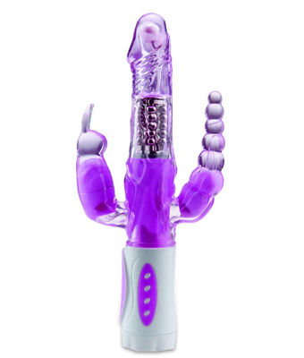 3 In 1 Purple Xxx Lesbian Vibrator Adult Toy Butterfly 360 Rotating Patting Rabbit Vibrator