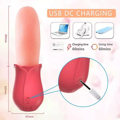 250g Rose Vibrator Sex Toy Nipple Wearable Clit Stimulator Long Tongue Vibrator