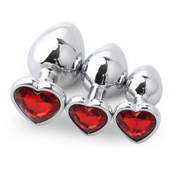 Extremo Pink Sex Stainless Steel Anal Plug Huge Butt Plug Heart Cola Toys Set
