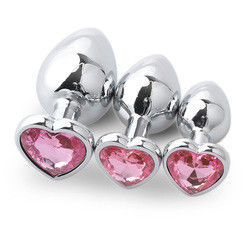 Extremo Pink Sex Stainless Steel Anal Plug Huge Butt Plug Heart Cola Toys Set