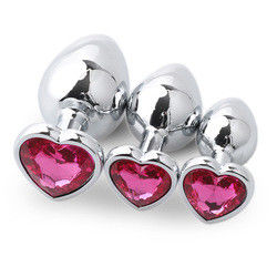 Extremo Pink Sex Stainless Steel Anal Plug Huge Butt Plug Heart Cola Toys Set