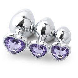 Extremo Pink Sex Stainless Steel Anal Plug Huge Butt Plug Heart Cola Toys Set