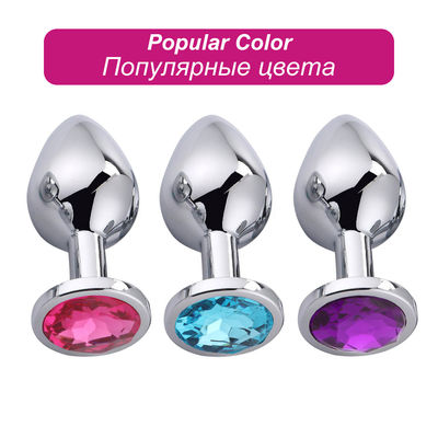 Women Men Anal Plug Sex Toys Dilator Metal Crystal Butt Plug With Jewel