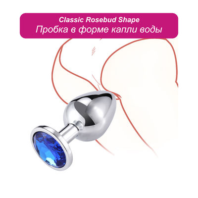 Women Men Anal Plug Sex Toys Dilator Metal Crystal Butt Plug With Jewel
