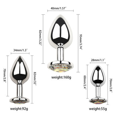 Women Men Anal Plug Sex Toys Dilator Metal Crystal Butt Plug With Jewel