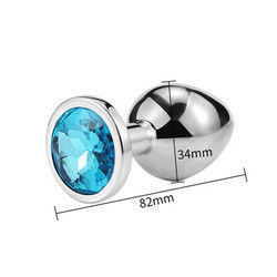 Women Men Anal Plug Sex Toys Dilator Metal Crystal Butt Plug With Jewel