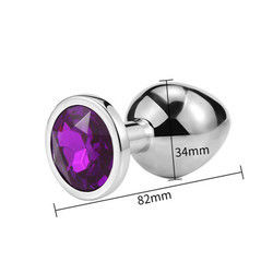 Women Men Anal Plug Sex Toys Dilator Metal Crystal Butt Plug With Jewel