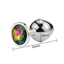 Women Men Anal Plug Sex Toys Dilator Metal Crystal Butt Plug With Jewel