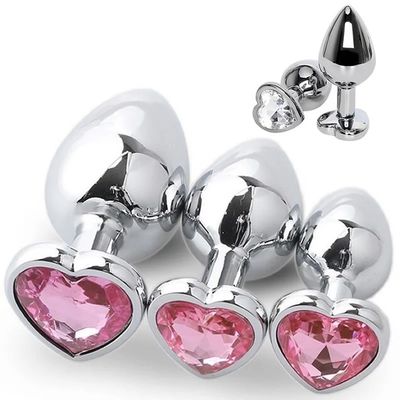 Heart Shaped Male Masturbation Toy Vibrating Butt Dildo Multi Colors Metal Ass Toy