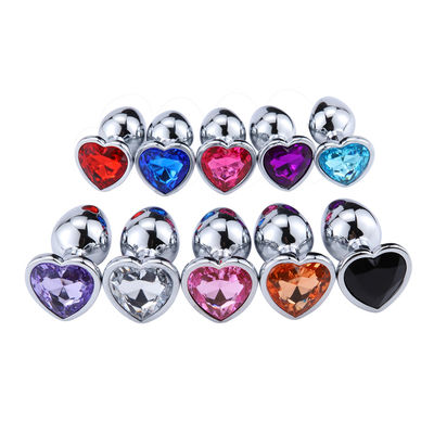 Heart Shaped Male Masturbation Toy Vibrating Butt Dildo Multi Colors Metal Ass Toy