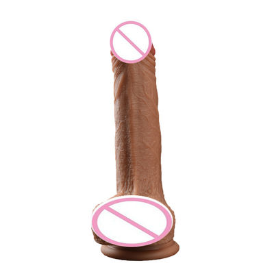 Brown Flesh Male Realistic Dildo Liquid Soft  Silicone  Rubber  Sex Toys For Women With Strong Suction Cup