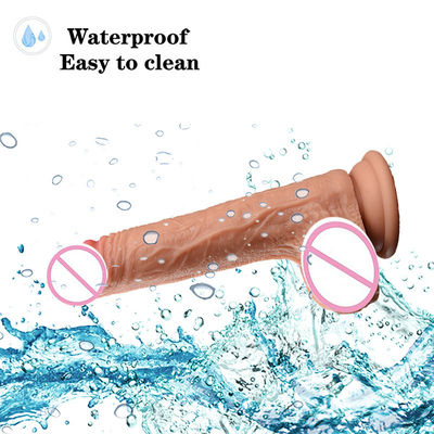 Brown Flesh Male Realistic Dildo Liquid Soft  Silicone  Rubber  Sex Toys For Women With Strong Suction Cup
