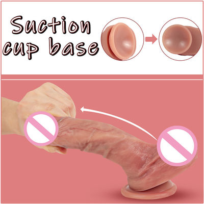 418g Brown Flesh Silicone Dildo Soft ROHS Realistic Penis Male And Female Dildo