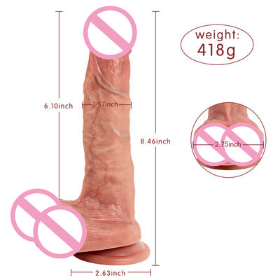 418g Brown Flesh Silicone Dildo Soft ROHS Realistic Penis Male And Female Dildo