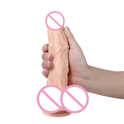 Pvc Brown Male Realistic Dildo Large Silicone Dildo Strong Suction Cup Hands Free