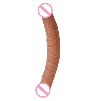 Male Women Dildo Sex Rubber Sex Toys Brown Flesh Surface 30.5 X 4cm 430g