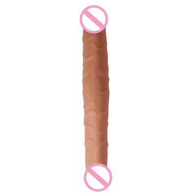 Male Women Dildo Sex Rubber Sex Toys Brown Flesh Surface 30.5 X 4cm 430g