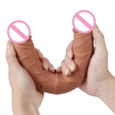 Male Women Dildo Sex Rubber Sex Toys Brown Flesh Surface 30.5 X 4cm 430g