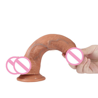 Brown Flesh Real Silicone Women Dildo Sex Male Penis Toy ROHS