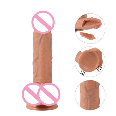 Brown Flesh Real Silicone Women Dildo Sex Male Penis Toy ROHS