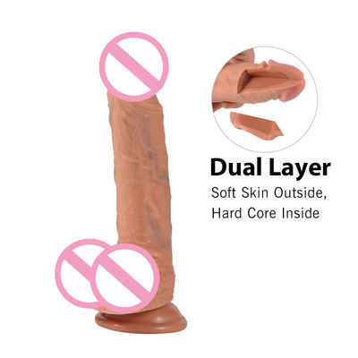 Brown Flesh Real Silicone Women Dildo Sex Male Penis Toy ROHS