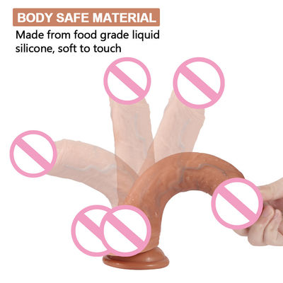 Brown Flesh Real Silicone Women Dildo Sex Male Penis Toy ROHS
