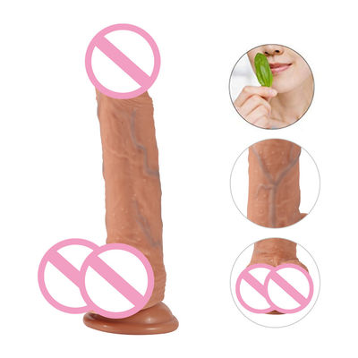 Brown Flesh Real Silicone Women Dildo Sex Male Penis Toy ROHS