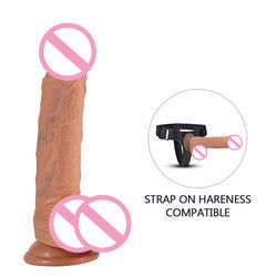 Brown Flesh Real Silicone Women Dildo Sex Male Penis Toy ROHS