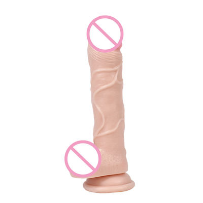 21.5 X 4cm 350g Liquid Silicone Dildo Brown Flesh Hyper Realistic Dildo For Women