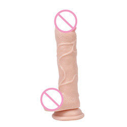 21.5 X 4cm 350g Liquid Silicone Dildo Brown Flesh Hyper Realistic Dildo For Women