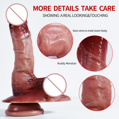 6.7 Inch Small Realistic Dildo 227g Brown Silicone Dildo For Women