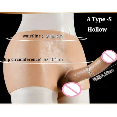 Men Underwear Male Artificial Penis Strap On Dildo Panties Hollow Solid 820g