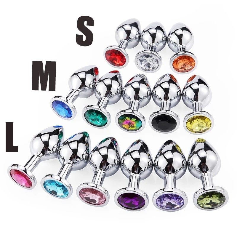 Women Men Anal Plug Sex Toys Dilator Metal Crystal Butt Plug With Jewel