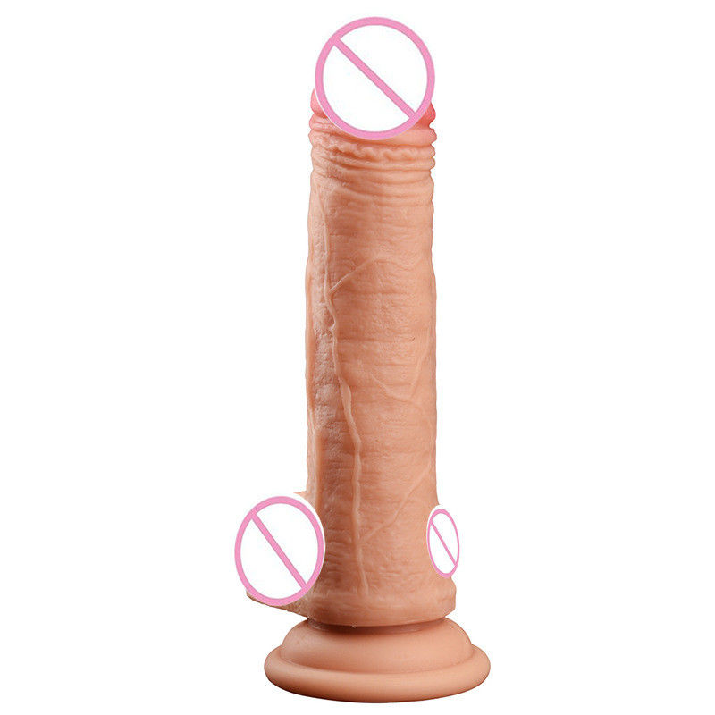 Brown Flesh Male Realistic Dildo Liquid Soft  Silicone  Rubber  Sex Toys For Women With Strong Suction Cup