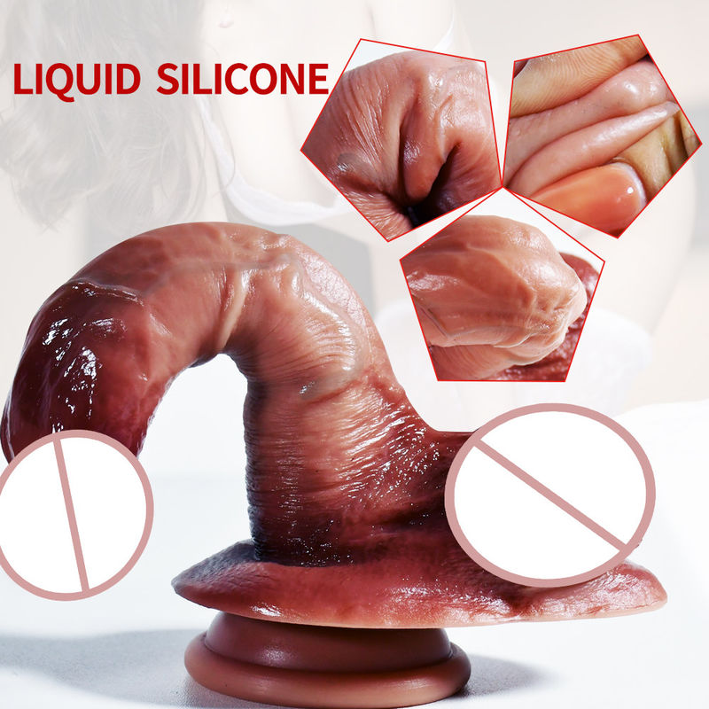 6.7 Inch Small Realistic Dildo 227g Brown Silicone Dildo For Women